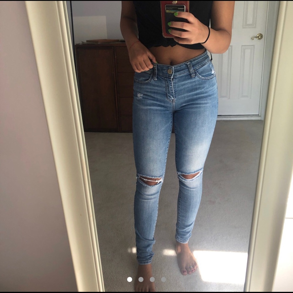 lightly distressed jeans